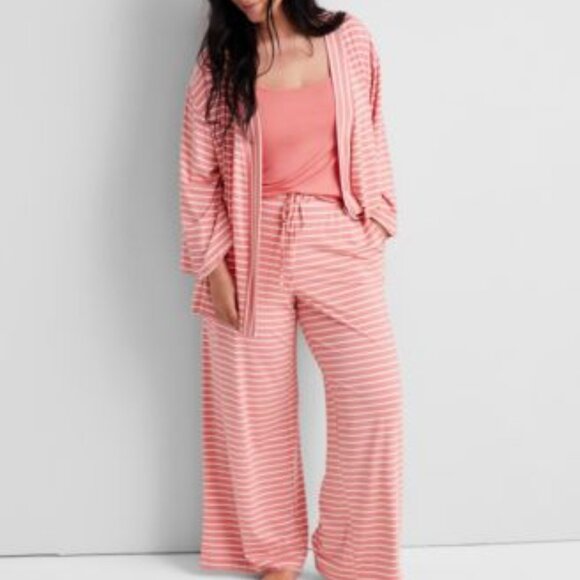 State of Day Women's 3-Pc. Fluid-Knit Striped Pajama Set Pink NEW - Picture 1 of 2